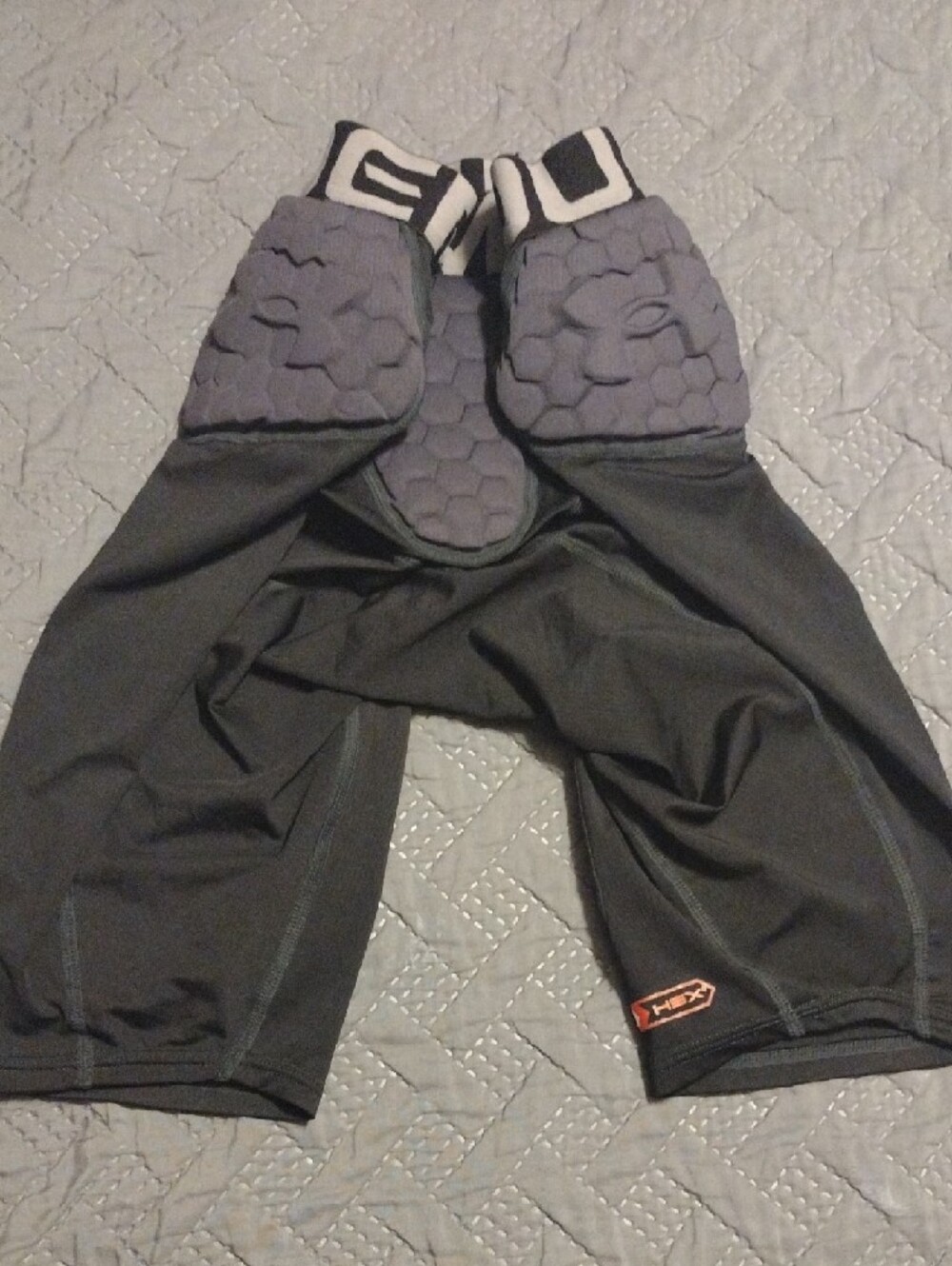 Under Armour Black Compression Padded Shorts with Gray Pads - Picture 6 of 7